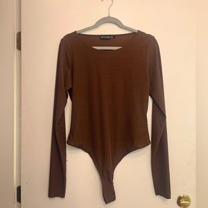Pretty Little Thing Brown long sleeve bodysuit